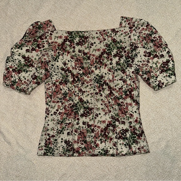 Anthropologie Floral Puff Sleeve Blouse - Picture 4 of 4